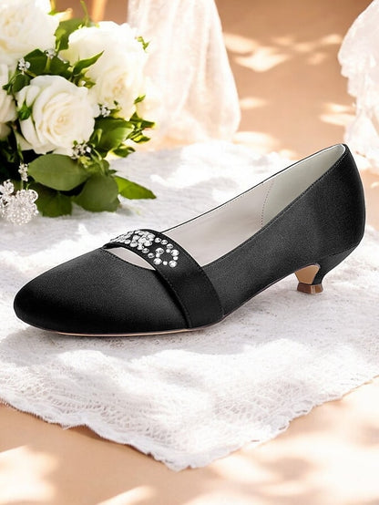 Kitten Blue Rhinestone Women's Satin Heels with