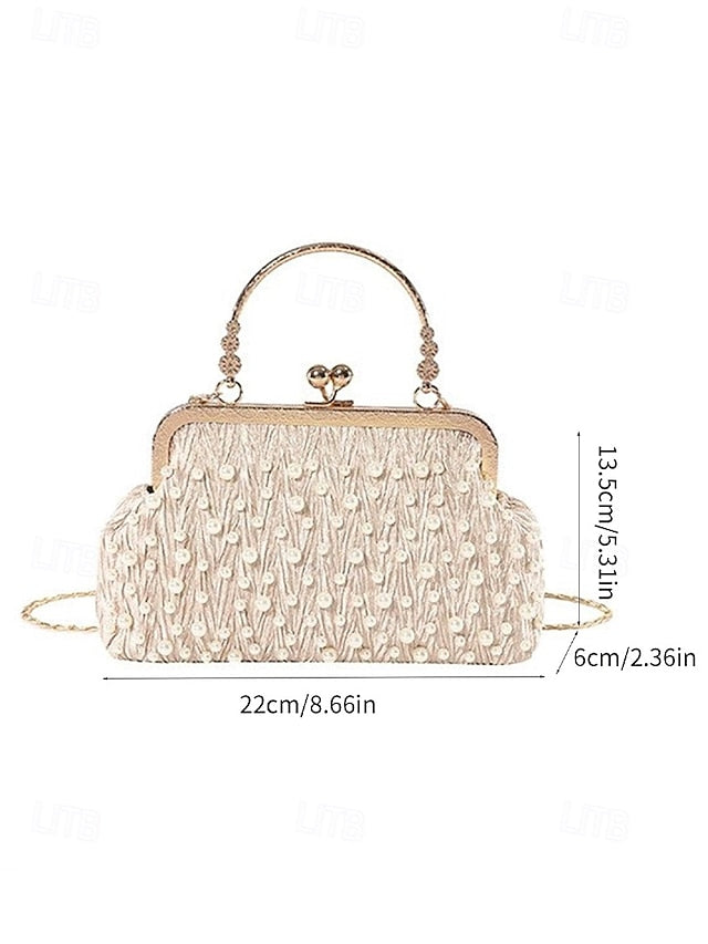 Clutch Elegant Evening – Women's Bag Beaded Pearl Vintage