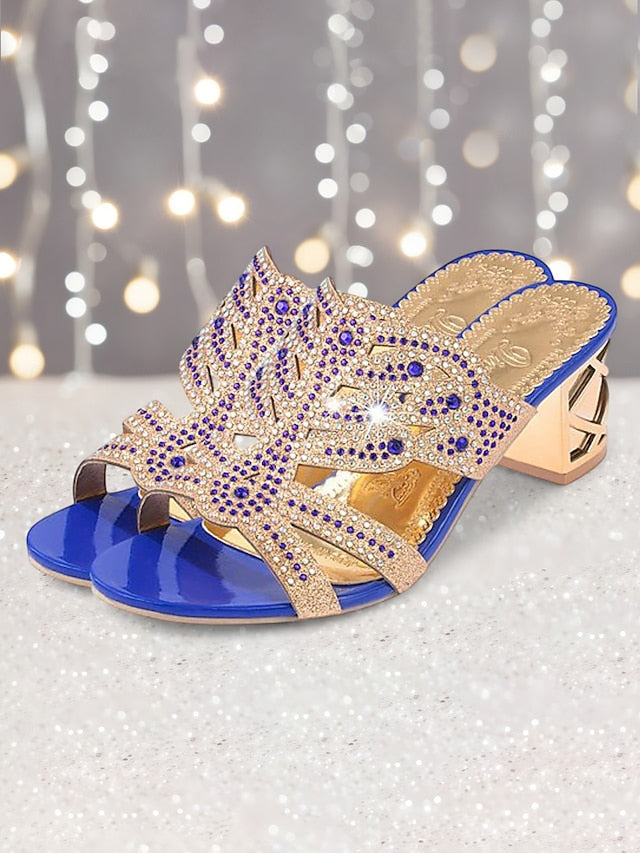 Rhinestone Green Embellished and - Sandals Heeled Gold