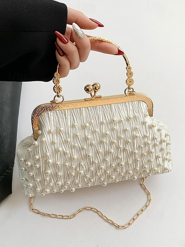Clutch Elegant Evening – Women's Bag Beaded Pearl Vintage