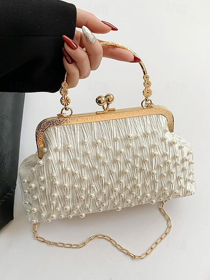 Clutch Elegant Evening – Women's Bag Beaded Pearl Vintage