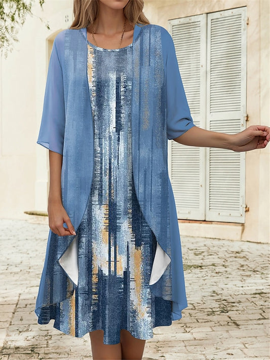 Women's Graduation Dress Midi Dress Two Piece Dress Set