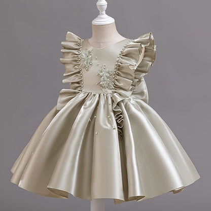 Girls' Wedding Dress Party Floral Toddler Sleeveless