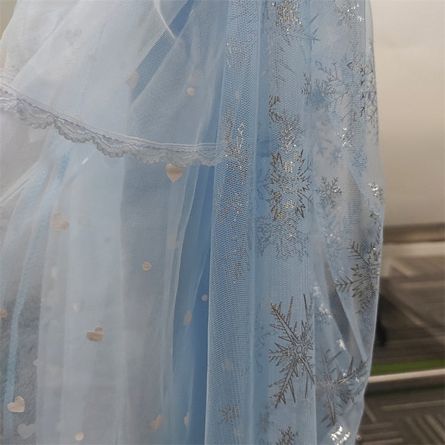 Cloak Dress Frozen Princess Cosplay Elsa Girl Flower