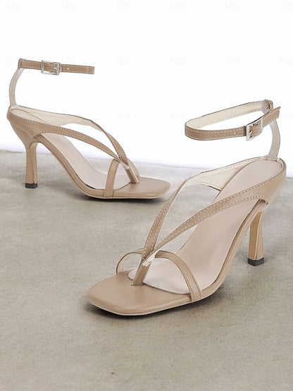 – Women's Sandals Elegant Stiletto Strappy White