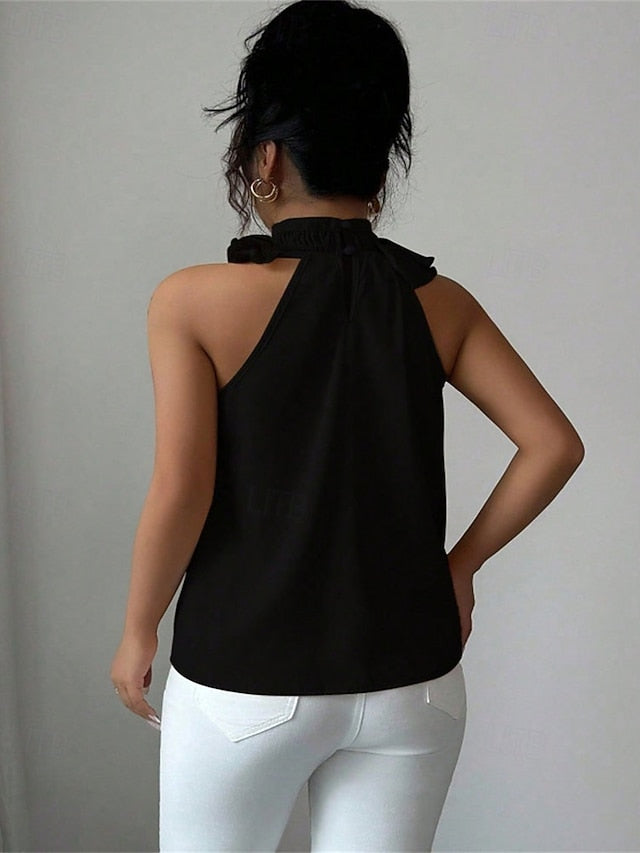 Women's Summer Tops Blouse Dressy Tops Solid Color Plain