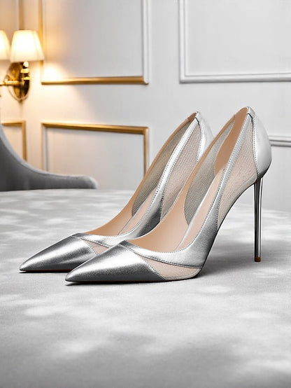 Pointed Suede Toe Detailing Women's Mesh with Nude Pumps