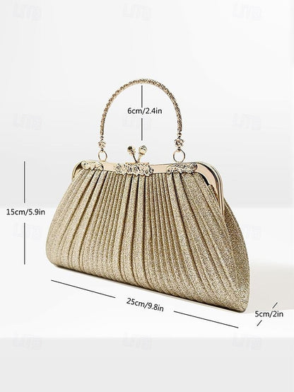 Clutch Purse Evening Glitter Vintage with Women's Pleated