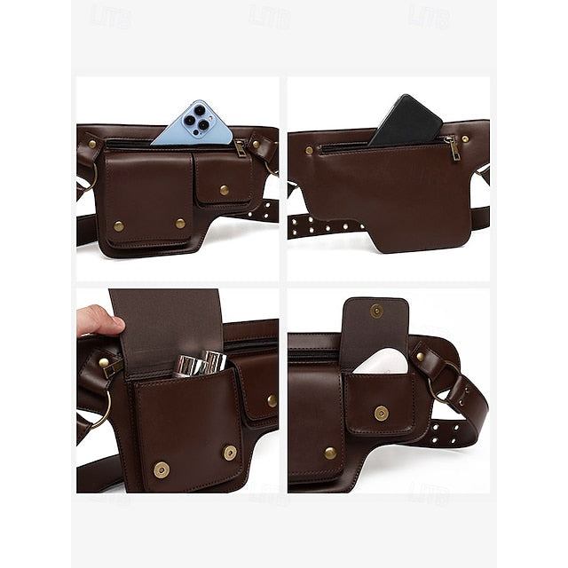 Utility Bag mit Vintage Gürtel Damen Leder Kunstleder