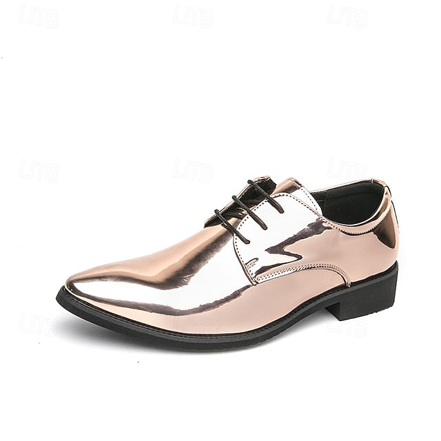 for Formal Shoes Glossy Leather Patent – Green Lace-Up Men