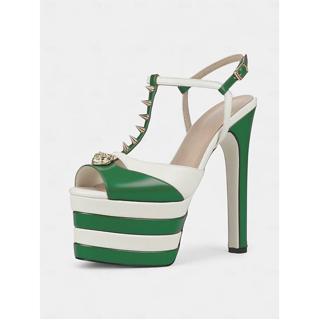 Women's Metallic and High Gold Heels - Silver Edgy Platform