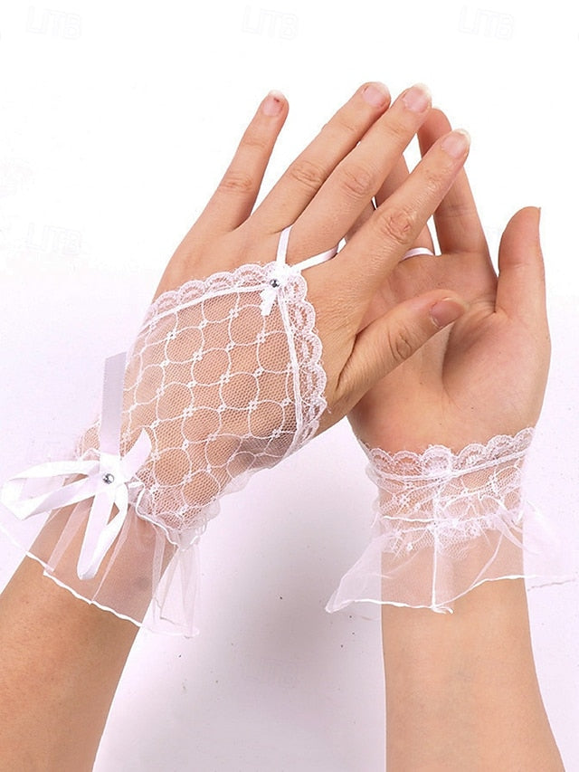 Elegant – Gloves Bridal Fingerless Wedding White Lace