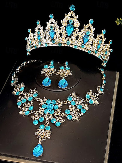 Jewelry and Elegant Tiara Rhinestone Set Women's – Silver