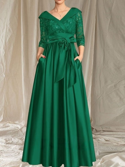 Dress of Mother Elegant A-Line Wedding Bride the Guest V Neck