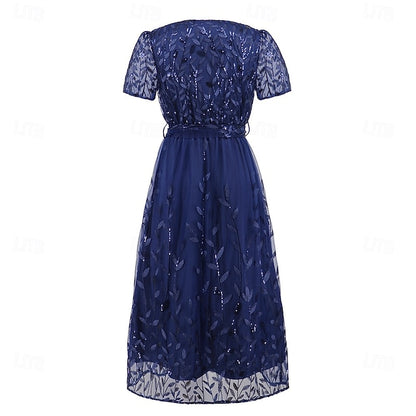 Neck Elegant Bride V Mother Sequin Dress the A-Line of