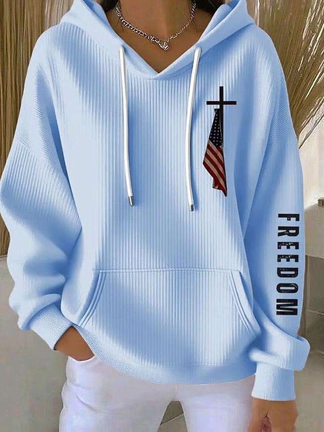 Women's Pullover Hoodie Sweatshirt Graphic Letter Casual