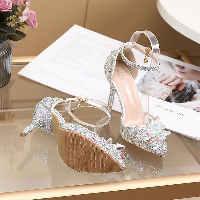Purple Sandals Women's High – Rhinestone Heel Elegant