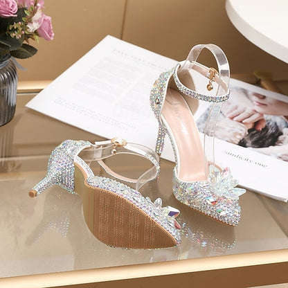 Purple Sandals Women's High – Rhinestone Heel Elegant