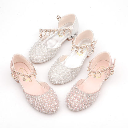Leather Heels Shoes Heel Dress Glitters Daily Girls' PU