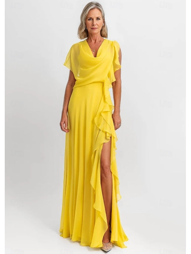 Vintage A-Line Ruffles Mother the Bride Elegant Dress of