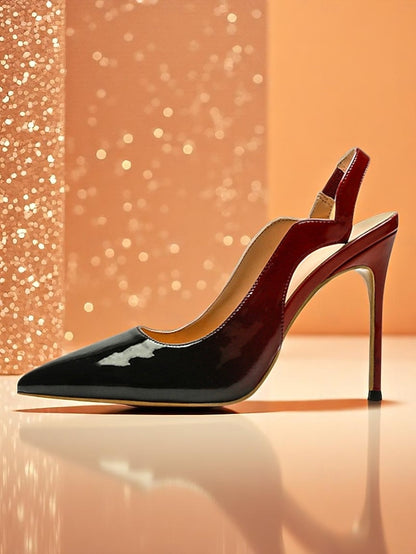 Women's Heels and Patent Leather Black Slingback Red