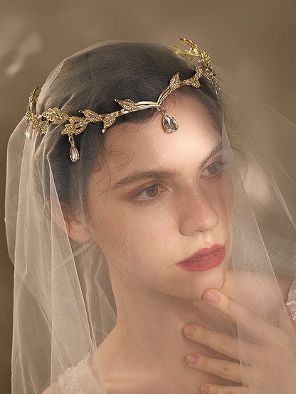 Blue Gold Leaf with Headpiece – Gemstone Drops Vintage