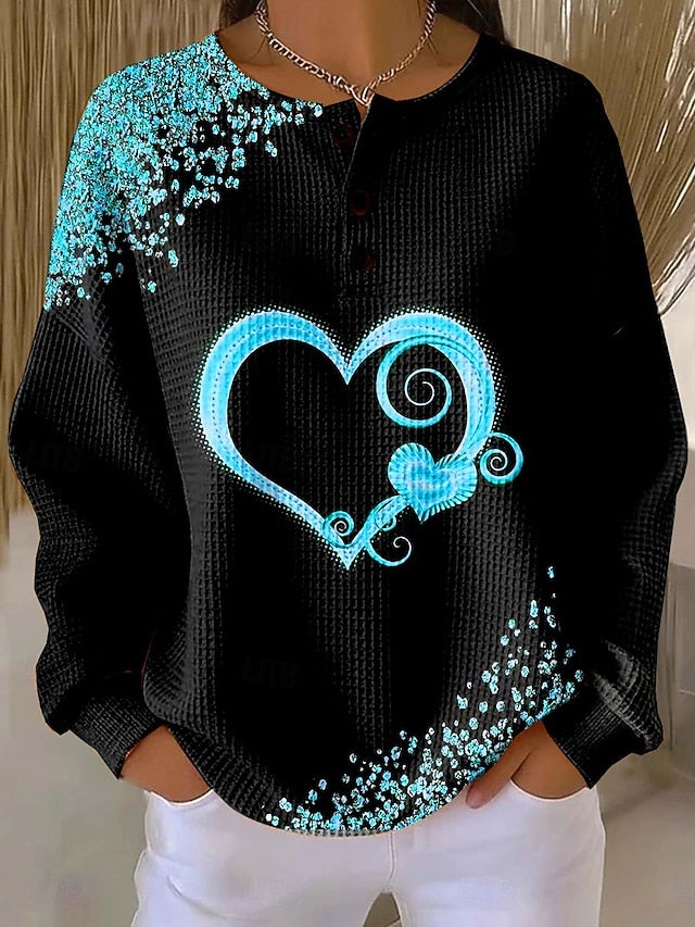 Women's Pullover Sweatshirt Heart Graphic Vintage Casual