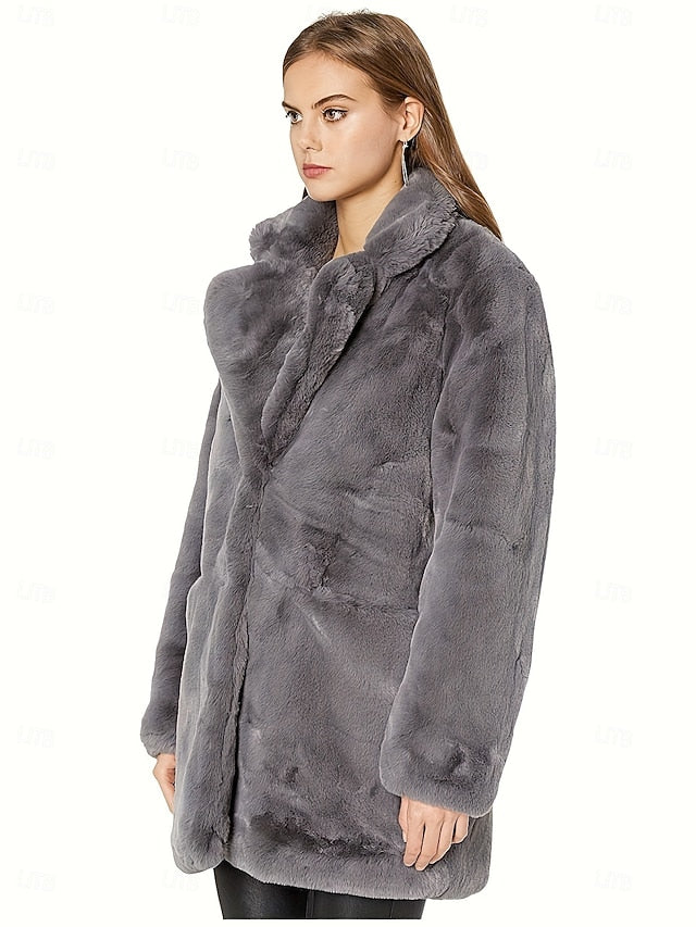Pocket Coat Warm Comfortable Knitting Faux Fur Women's