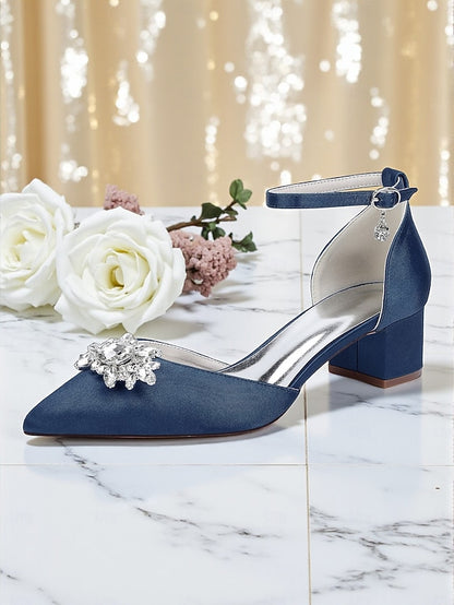 Burgundy Wedding Satin Women's with Shoes Block Heel