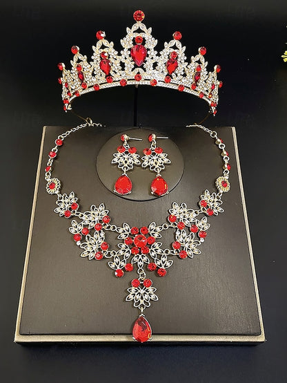 Jewelry and Elegant Tiara Rhinestone Set Women's – Silver
