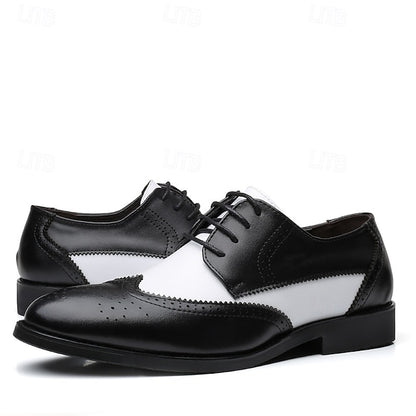 Dress Oxford Shoes with Black and White Men's Brogue