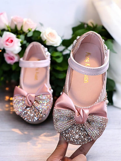 Girls' Jane Sparkly Rhinestone Bow Shoes Glitter Mary –