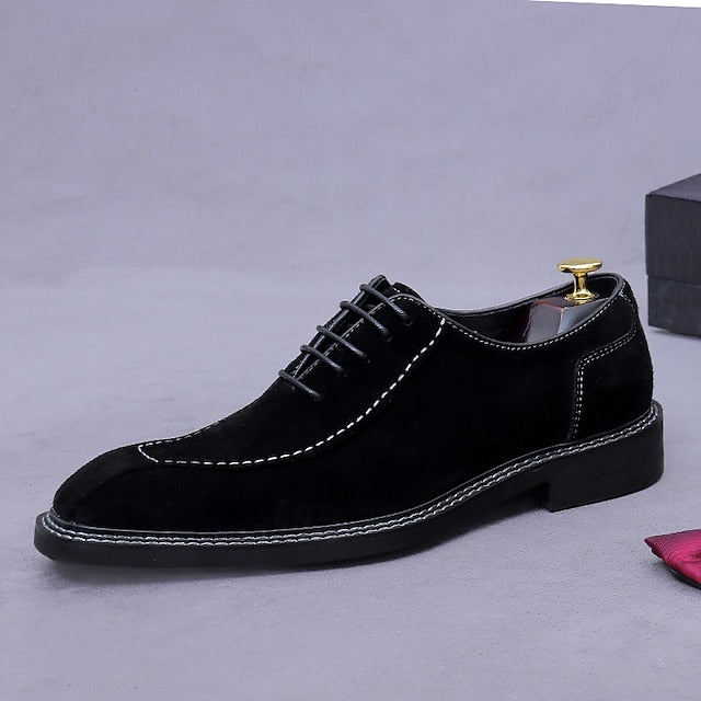 Men's Derby - Shoes Suede Classic Leather Genuine Cowhide