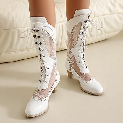 White with Boots Victorian-Style Women's Lace Lace-Up