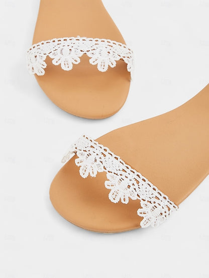Strap Women's Floral with Sandals White Ankle Lace