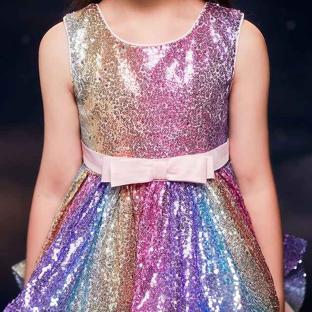 Party Girls' colour Sleeveless Kids Sequin Wedding Dress