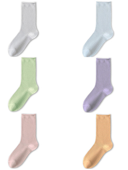 Lot de 6 paires de chaussettes fines en coton uni en laine CX002