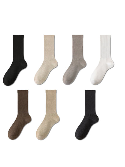 Lot de 7 paires de chaussettes d'hiver décontractées en coton uni pour femmes WU002