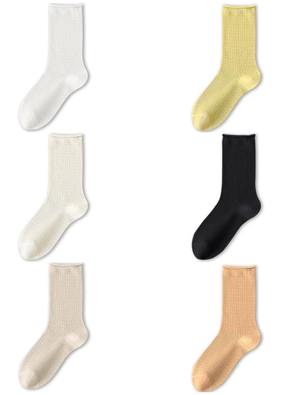 Lot de 6 paires de chaussettes fines en coton uni en laine CX002