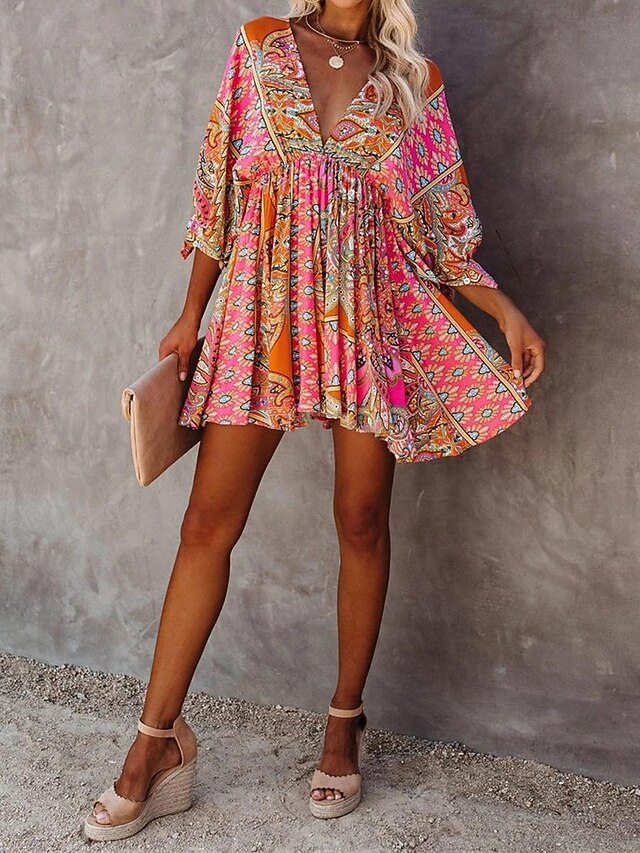 Women's Mini Dress Petite Dress Paisley Dress Casual Dress