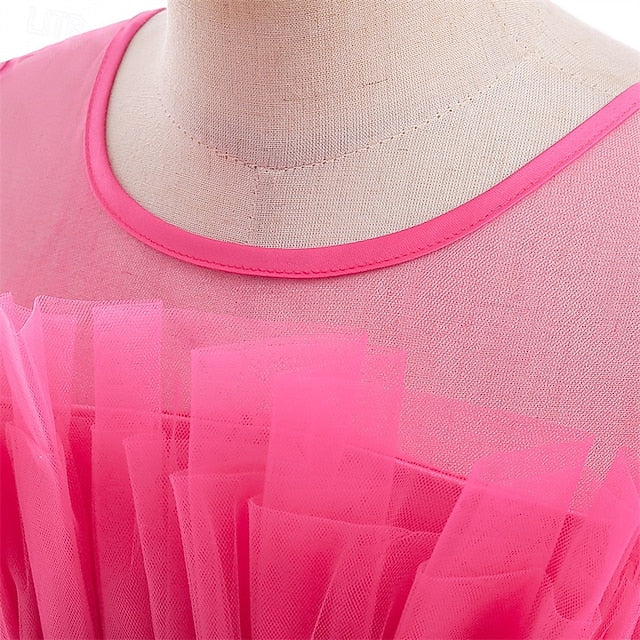 Party Dress Color Performance Girls' Kids Solid Sleeveless