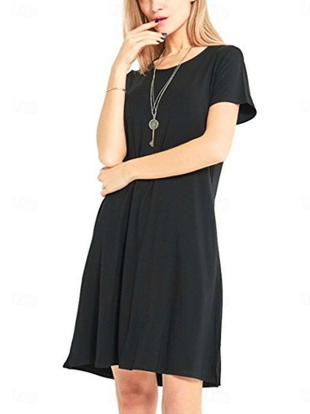 Women's Mini Dress T Shirt Dress Tee Dress Solid Color
