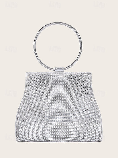 Crystal Handle Evening Gold with Ring – Clutch Elegant