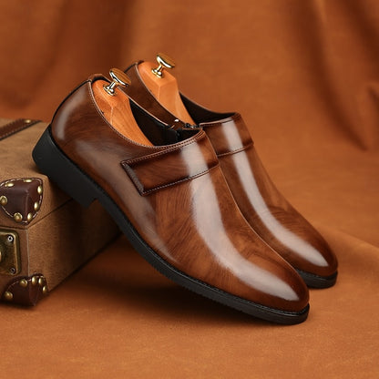 Leather Brown Men's Slip-On Shoes Dress Business Loafers