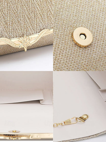 Evening Clutch Women's Handbag - Glitter Elegant Gold Party