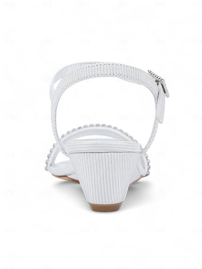Wedge - Rhinestone Toe Women's Champagne Open Sandals