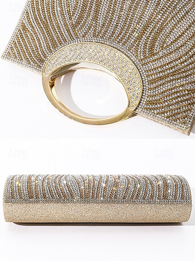Evening – Rhinestone Bag Clutch Round with Handle Women's