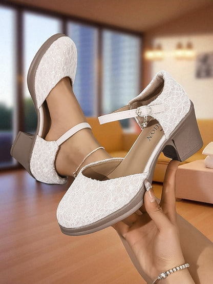 Low Lace - Comfortable Jane Women's Mary Shoes Heel Chunky