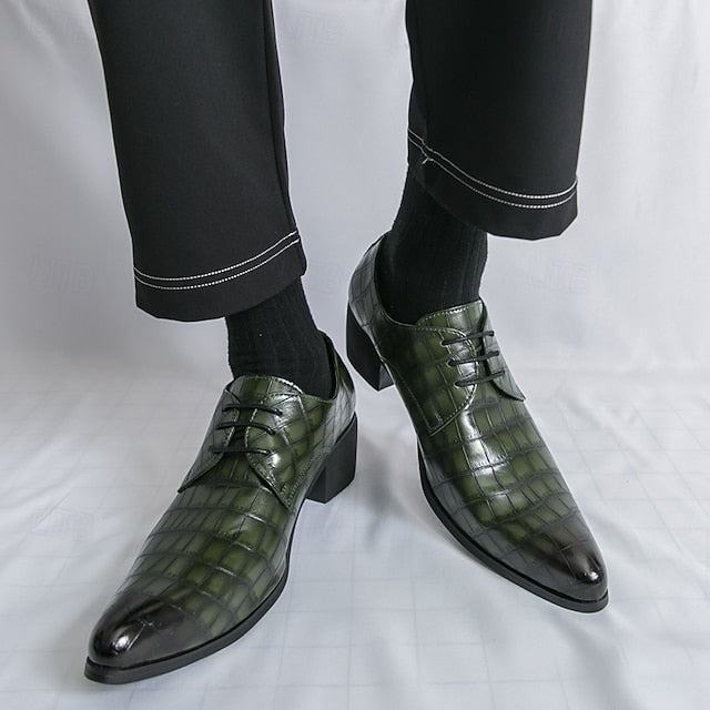 Dress – Red Men's Pattern Shoes Faux Crocodile Leather