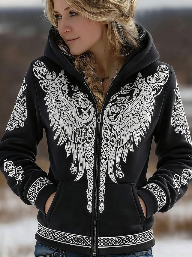 Women's Zip Up Hoodies Graphic Geometric Fashion Western